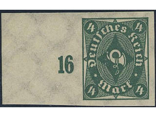 Germany, Reich. Michel 226aU ★★, 1922 Posthorn 4 M dark opal-green imperf. EUR 100