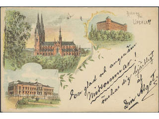 Sweden. Postcard Facit 52 , Gruss Aus. Upsala "Helsning från", used card sent from …