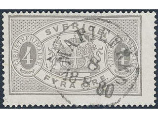 Sweden. Official Facit Tj2 used , 4 öre grey, perf 14. Superb cancellation MARIEFRED …