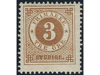 Sweden. Facit 28e ★, 3 öre orange-brown, clean distinct print. SEK 1100