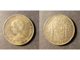 Spain Alfonso XIII (1886-1931) 5 pesetas 1890, AU