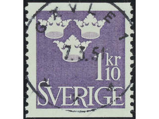 Sweden. Facit 296 used , 1948 Three Crowns 1.10 Kr violet. EXCELLENT cancellation GÄVLE …