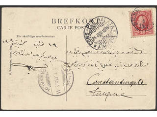 Sweden. Facit 54 cover , 10 öre on postcard sent to Constantinople, Turkey. Arrival pmk …