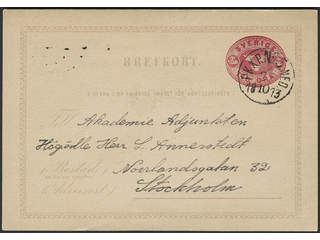 Sweden. Postal stationery, Single postcard, Facit bKe3A, Postcard 10 öre text A, sent …