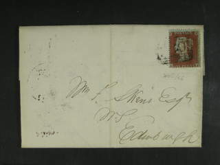 Britain. Michel 8 cover , 1854 Queen Victoria 1 d red-brown, watermark small crown on …