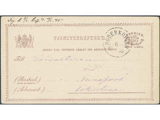 Sweden. Postal stationery, official postcard Facit TjbK2a , Postcard 10 öre sent from …