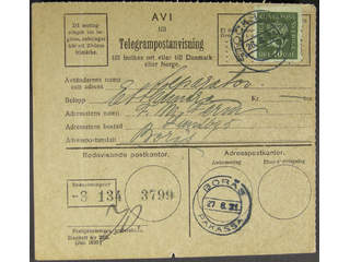 Sweden. Facit 159 cover , 40 öre, single usage, on telegram money order sent from …