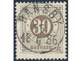 Sweden. Facit 35j used , 30 öre oliveish yellow-brown. EXCELLENT cancellation RANSBY …