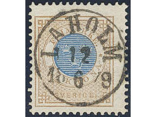 Sweden. Facit 38a used , 1 Krona orange-brown/blue. EXCELLENT cancellation LAHOLM …