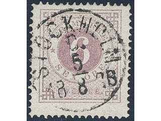 Sweden. Facit 20k used , 6 öre red-lilac. EXCELLENT cancellation STOCKHOLM C 5.8.1878.