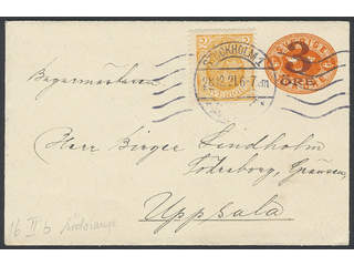 Sweden. Postal stationery, stamped envelope Facit Fk16IIb, 72 , Stamped envelope 3/2 öre …