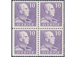 Sweden. Facit 269BC ★★ , 1939 Gustaf V small numerals 10 öre violet, two pairs 3+4 in …
