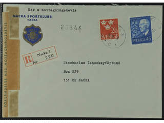 Sweden. Facit 315, 616B cover , 45 öre + 2 kr on local registered cover with return …