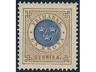 Sweden. Facit 49d ★, 1 Krona brown/dark blue. Superb quality.