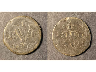 Nederländska Ostindien 1 duit 1814, tin, VF