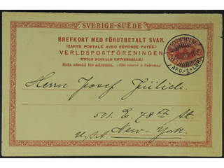 Sweden. Postal stationery, double postcard Facit bKd13 , Reply card 10+10 öre with …