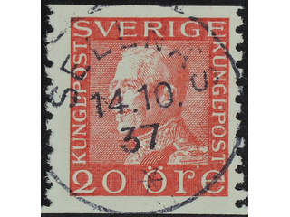 Sweden. Facit 180b used , 20 öre pale red, on white paper. EXCELLENT cancellation …