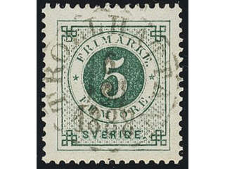 Sweden. Facit 43a used , 5 öre dull blue-green. EXCELLENT cancellation TROLLHÄTTAN …