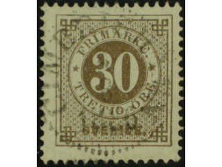 Sweden. Facit 35j used , 30 öre oliveish yellow-brown. EXCELLENT cancellation …