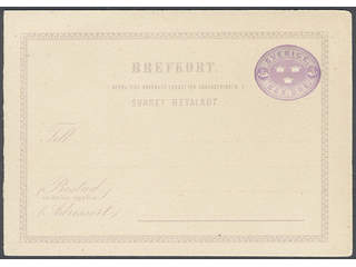 Sweden. Postal stationery, double postcard Facit bKd1CII+BII , Reply card 6+6 öre with …