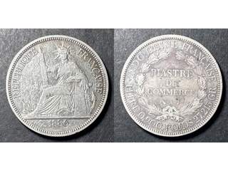 Franska Indokina 1 piastre 1886, VF+