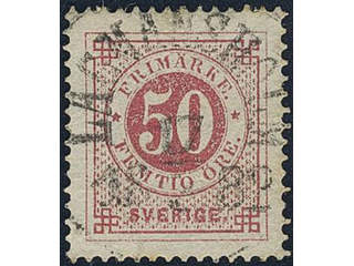 Sweden. Facit 36 used , 50 öre red. EXCELLENT cancellation LAGMANSHOLM 17.2.1882.
