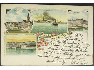 Sweden. Postcard Facit 61–64 , Gruss Aus. Malmö, Helsning från, used card sent from PKXP …