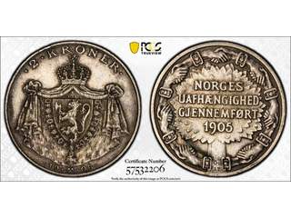 Norge Haakon VII (1905-1957) 2 kroner 1906, 01, PCGS AU58