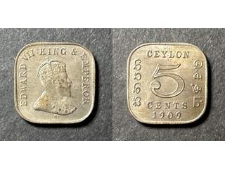 Ceylon Edward VII (1902-1910) 5 cents 1909, AU/UNC