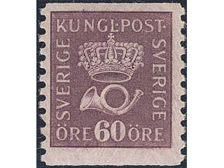 Sweden. Facit 162cx ★★ , 60 öre red-lilac vertical perf 9¾ type I with wmk lines. SEK 2500