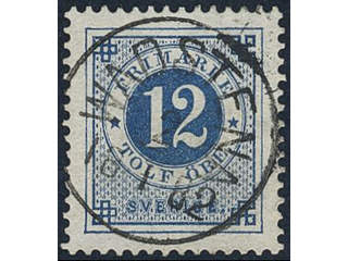 Sweden, Sverige, Sverige, Sverige. Facit 32c used, 12 öre deep blue-ultramarine on white …