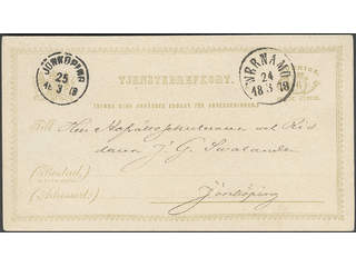 Sweden. Postal stationery, Official postcard, Facit TjbK1Ia, 6 öre sent from WERNAMO …