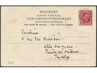 Sweden. Facit 54 cover , 10 öre on postcard sent from PKXP No 24A 24.12.1903 to …