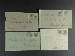Sweden. Facit 43 cover , 2x5 öre on five domestic covers sent from e.g. UPSALA and …