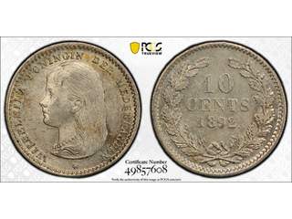 Nederländerna Wilhelmina (1890-1948) 10 cents , AU/UNC, PCGS MS62