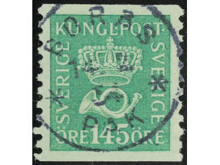 Sweden. Facit 174 used , 145 öre yellow-green. EXCELLENT cancellation BORÅS PAK 14.4.34.