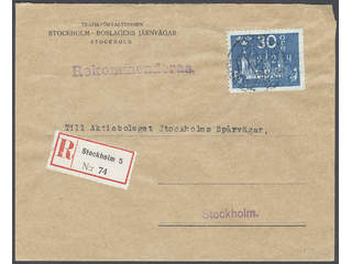 Sweden. Facit 201 cover , 30 öre blue. 30 öre on local registered cover cancelled …
