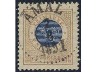 Sweden, Sverige, Sverige, Sverige. Facit 49b used, 1 Krona yellowish brown/dark blue on …