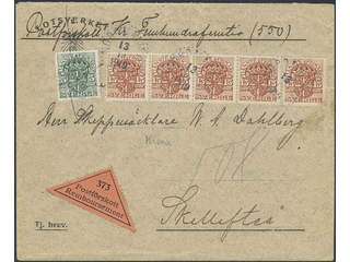 Sweden. Official Facit Tj33, 44 , 5+5x15 öre on cash on delivery cover snet from …