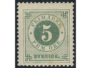 Sweden, Sverige, Sverige, Sverige. Facit 30b ★, 5 öre dull bluish green. SEK 1500