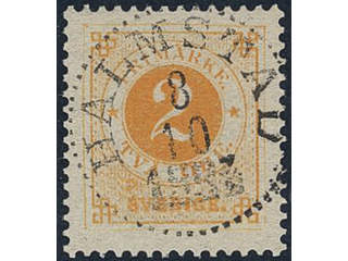 Sweden, Sverige, Sverige, Sverige. Facit 40a used, 2 öre yellowish orange. EXCELLENT …