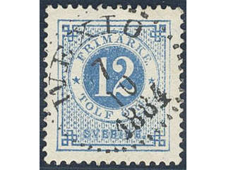 Sweden. Facit 32g used , 12 öre dark blue - light blue on soft paper. Superb …