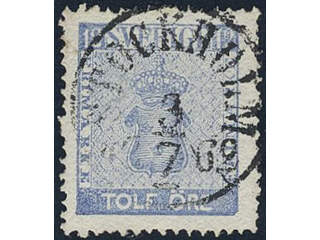 Sweden, Sverige, Sverige, Sverige. Facit 9i used, 12 öre dull ultramarine with one …