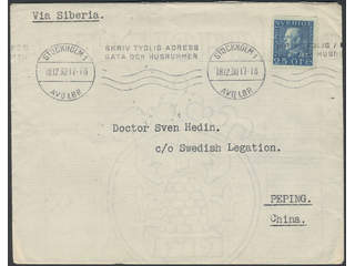 China, Incoming mail. Michel 183 on cover, Sweden. 25 öre on cover sent from STOCKHOLM 1 …