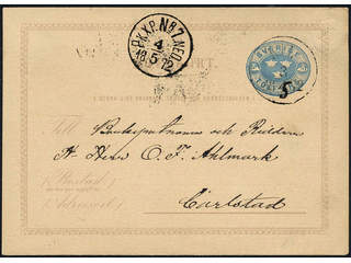 Sweden. Postal stationery, Single postcard, Facit bKe1AIb, 12 öre light blue sent from …