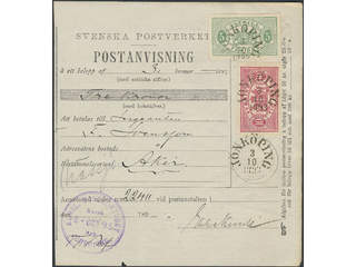 Sweden. Official Facit Tj16A, 14 , 5+10 öre on very beautiful money order sent from …