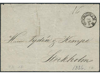 Sweden. H county. BORGHOLM 26.5.1836, arc postmark. Type 2 on cover front sent to …