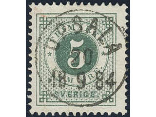 Sweden, Sverige, Sverige, Sverige. Facit 30h used, 5 öre bluish dark-green on soft …