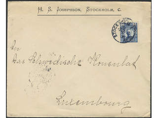 Sweden. Facit 85 on cover, 20 öre on cover sent from STOCKHOLM 24.2.12 to LUXEMBOURG …