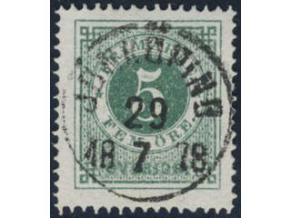 Sweden, Sverige, Sverige, Sverige. Facit 19h used, 5 öre dull bluish green, unclean …